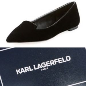$185 Karl Lagerfeld 6.5 Black velvet Nenna flats